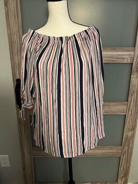 Peppermint Striped Off-Shoulder Top